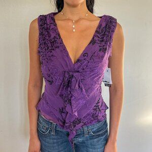 Alex Evenings Purple Floral Women's Top